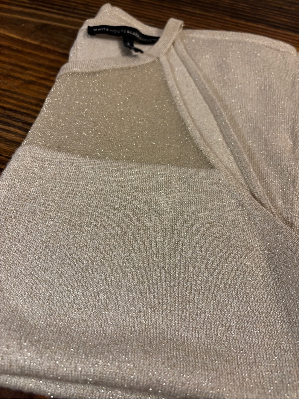White House Black Market Women’s Small Shimmer Knit Halter Tank Champagne Gold M - Picture 4 of 10